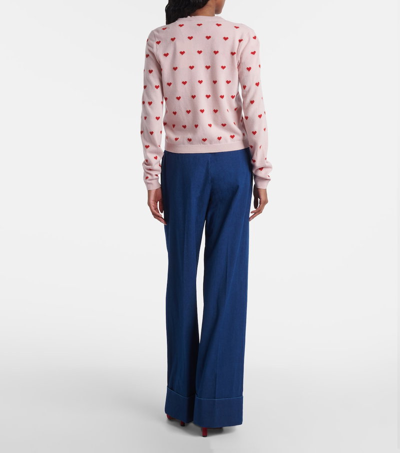 Valentino heart-patterned cardigan and wide-leg trousers