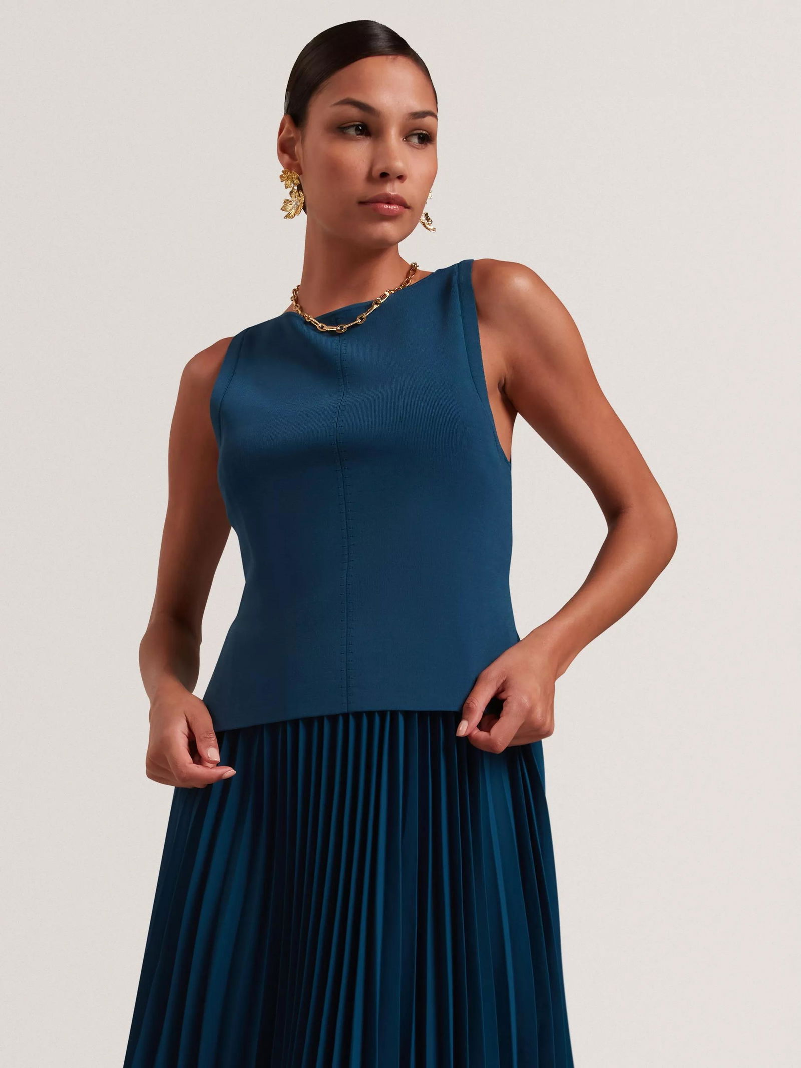 strapless open back dress Ted Baker Navy Pleated Velvet Dress