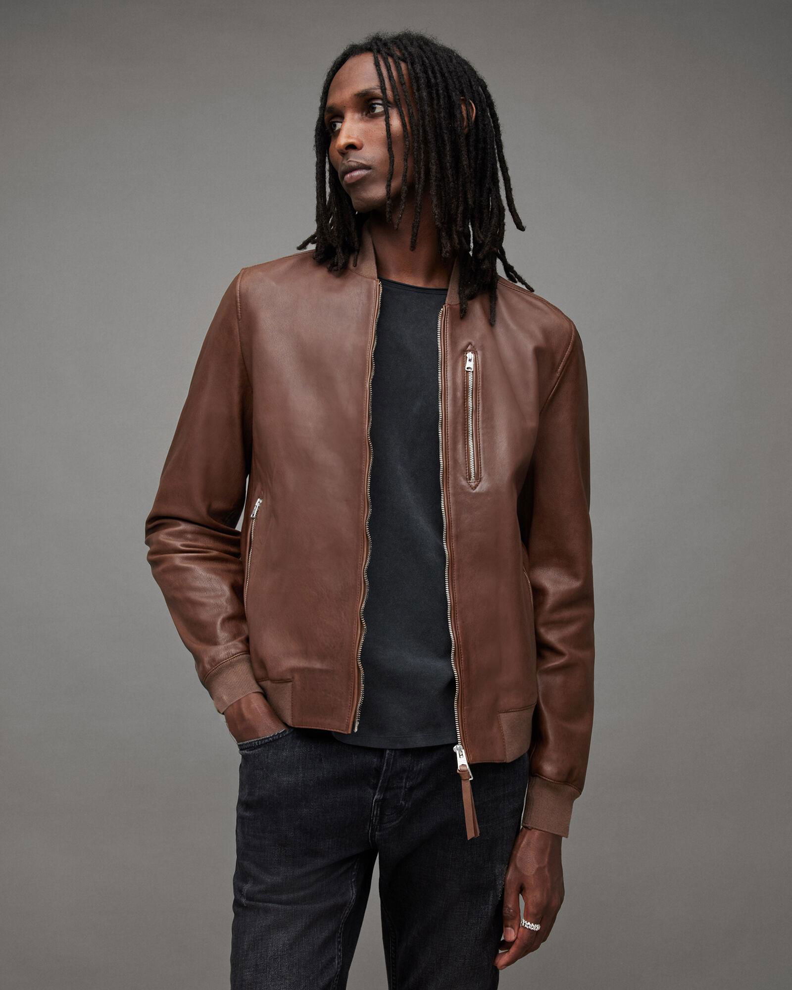 Lace Up Leather Bomber Jacket