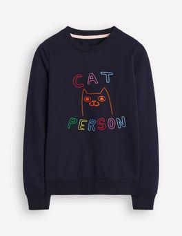 Cat Person Emilia Cat Hoodie BODEN Hannah Embroidered Sweatshirt
