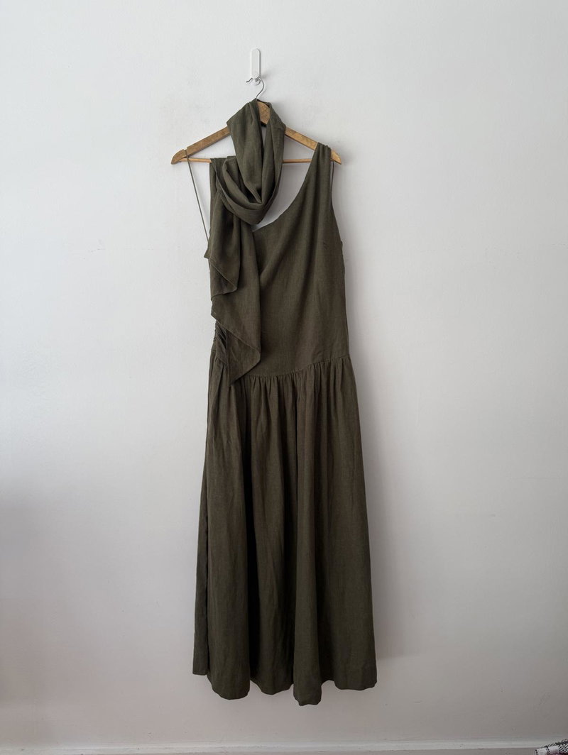 linen ivory dress Mod Ref Linen Pocket Dress small
