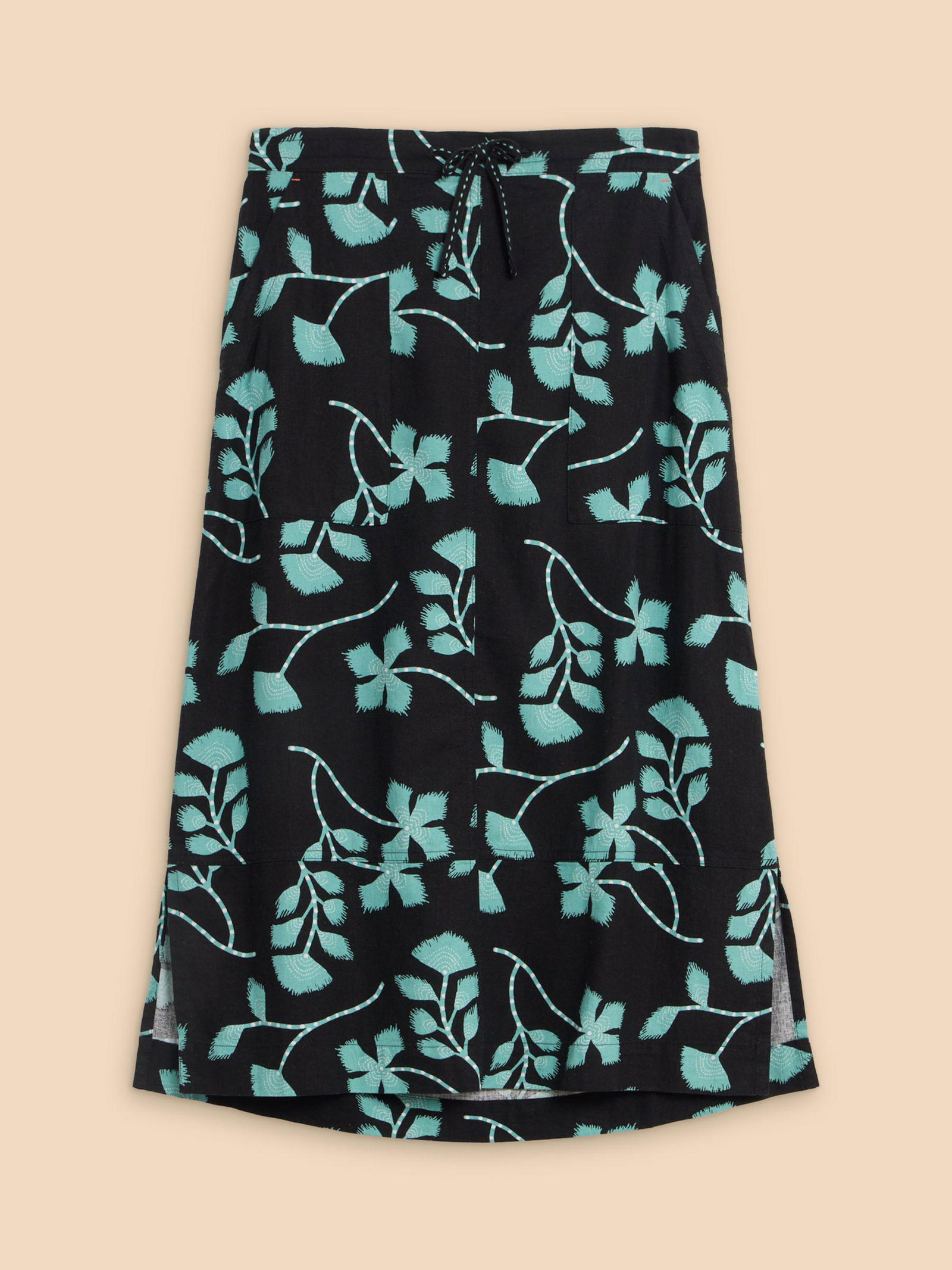 White Stuff Women's Clemence Linen Blend Skirt - Green Print main image 1
