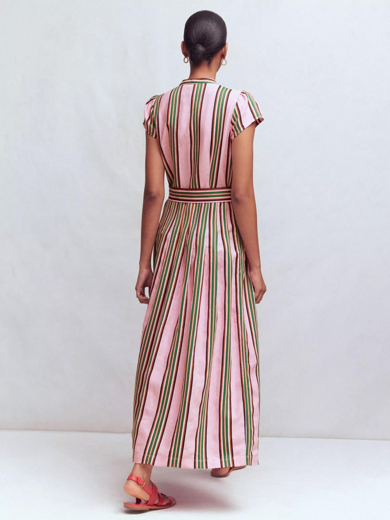 BODEN Arabella Stripe Linen Rich Shirt Midi Dress | endource