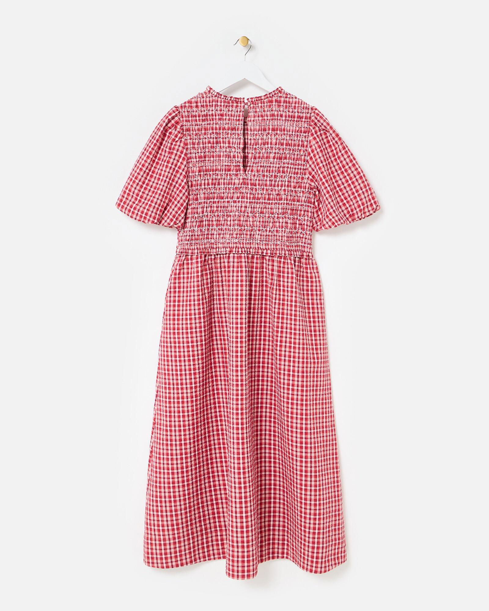 fitted lace wedding dress Angela Red Gingham Maxi Dress