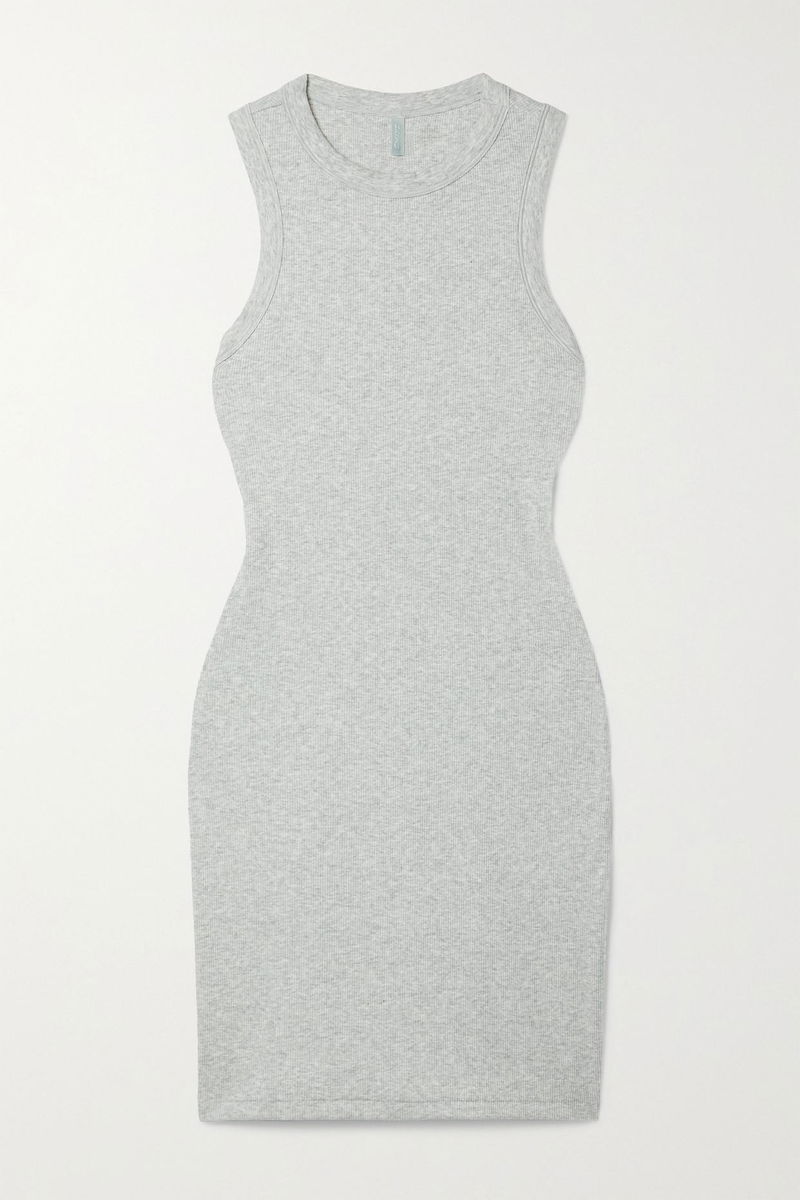 skims grey mini dress SHEER RIB MINI SLIP DRESS | ZINC