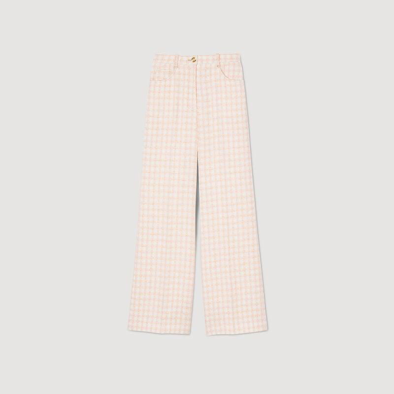 Sandy pink checkered wide-leg trousers