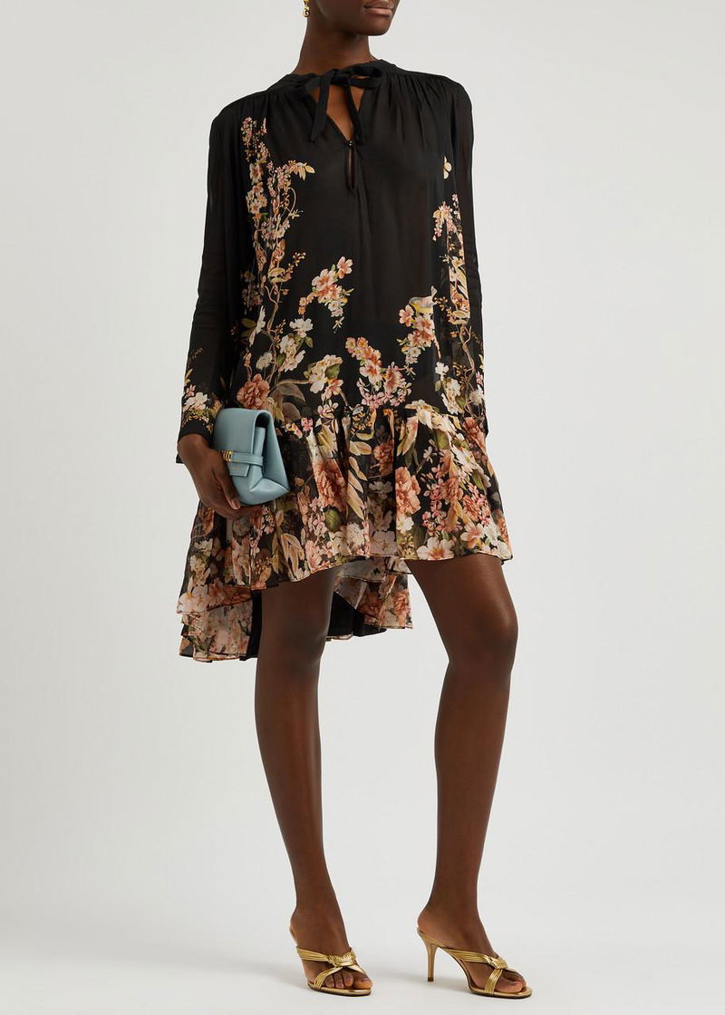 ZIMMERMANN Natura Floral-Print Chiffon Mini Dress | endource ZIMMERMANN Natura Floral-Print Chiffon Mini Dress | endource