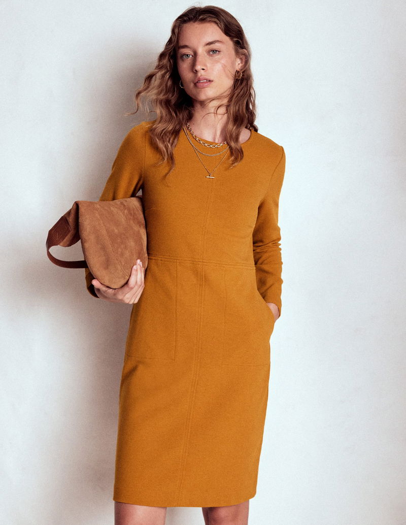 BODEN Cornelia Ottoman Dress-Toffee Brown | endource BODEN Cornelia Ottoman Dress-Toffee Brown | endource