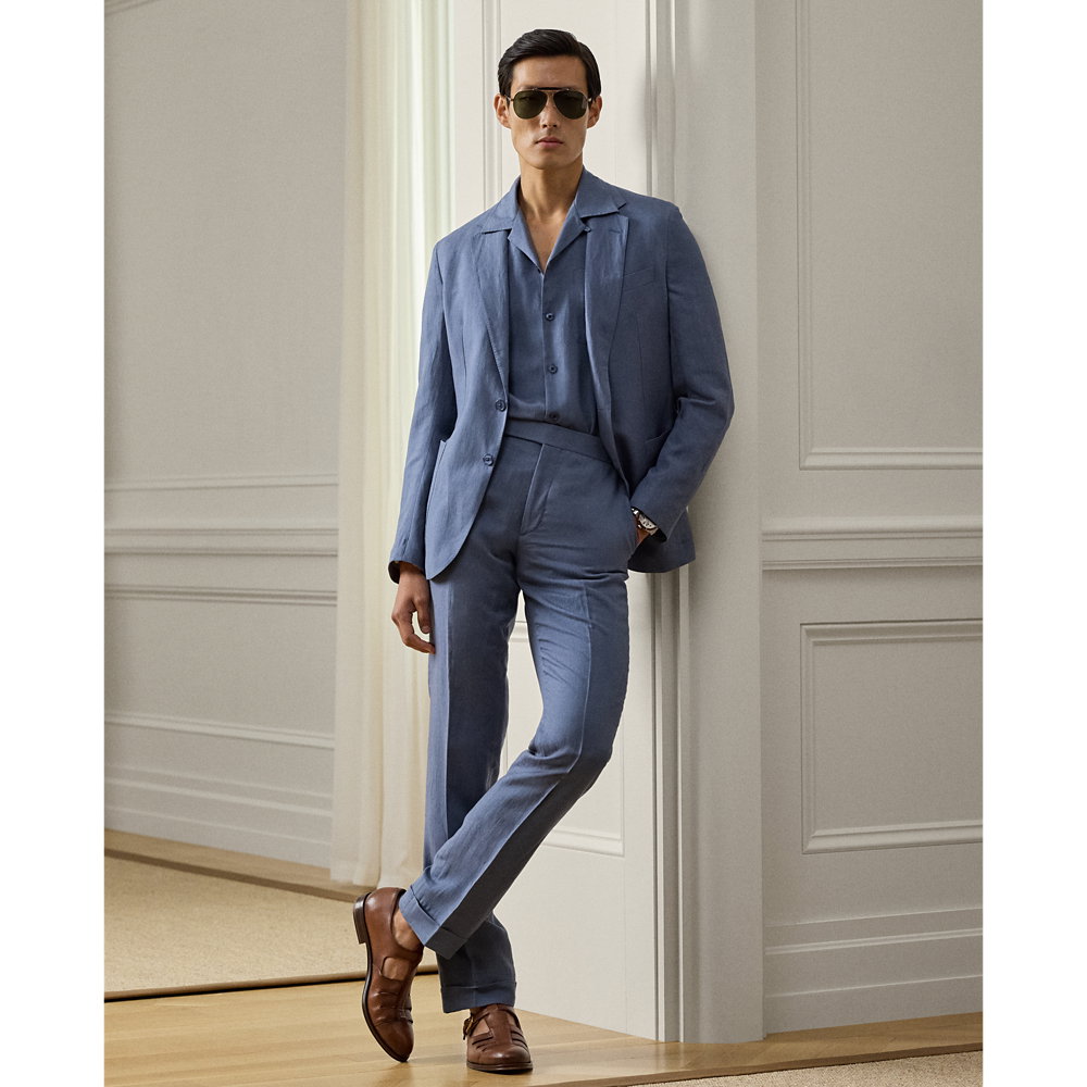 RALPH LAUREN Hadley Hand-Tailored Silk-Linen Jacket In Vintage Indigo ...
