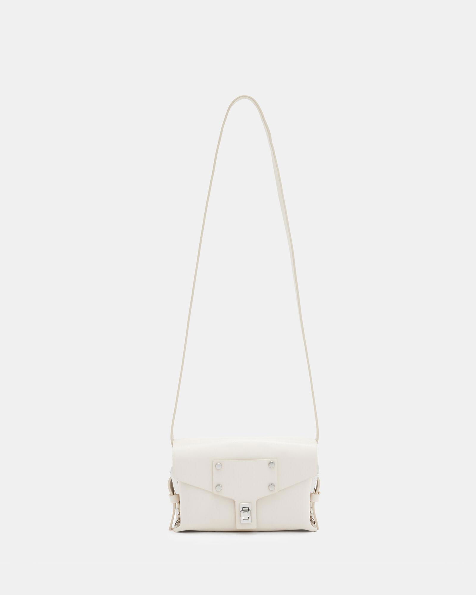 ALLSAINTS Miro Mini Leather Crossbody Bag in Desert White | Endource