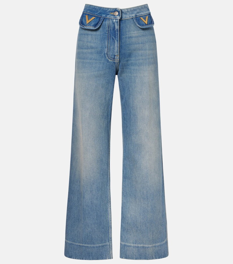 Valentino wide-leg jeans with orange V logos