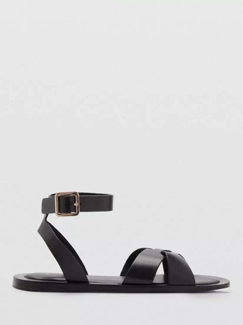 MANGO Ice Leather Cross Strap Sandals | endource