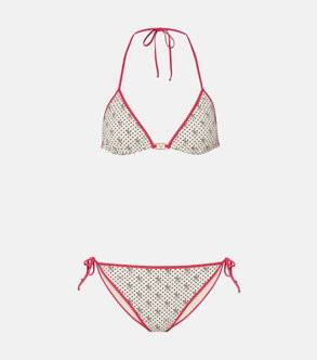 Valentino polka-dot bikini top and bottoms with pink trim