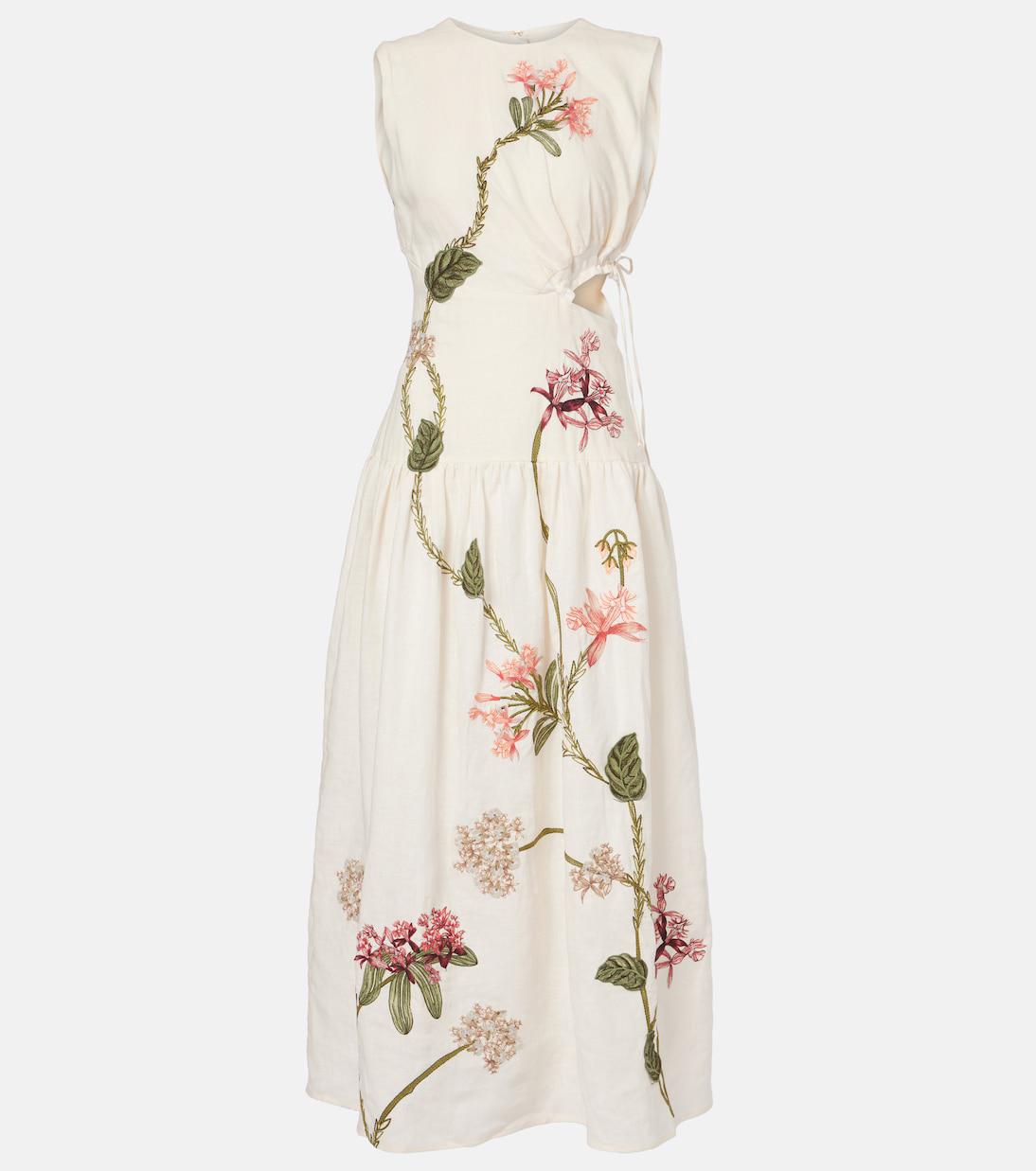 agua by agua bendita otono cutout linen midi dress Agua by Agua Bendita Otono Dress in Cream