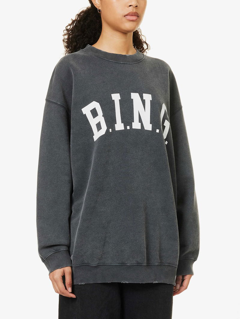 ANINE BING Tyler appliquéd organic cotton-jersey sweatshirt