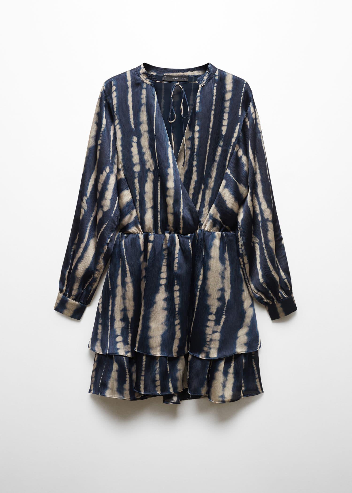 MANGO Printed Satin Dress in Dark Navy | endource