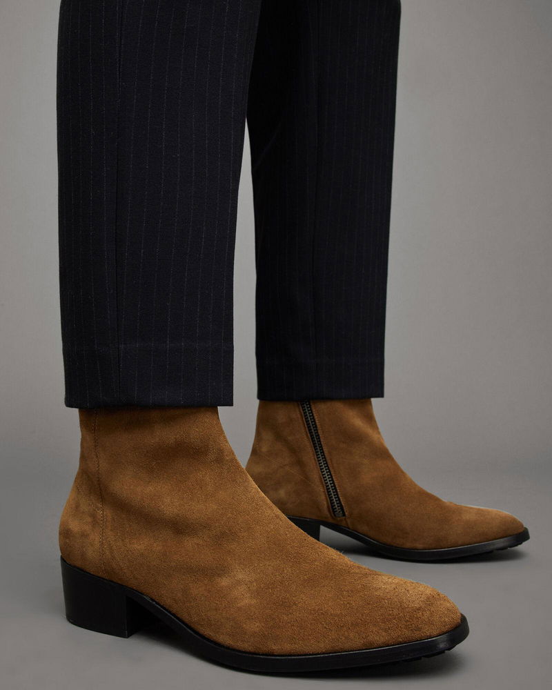 ALLSAINTS Bonham Stacked Heel Suede Boots endource