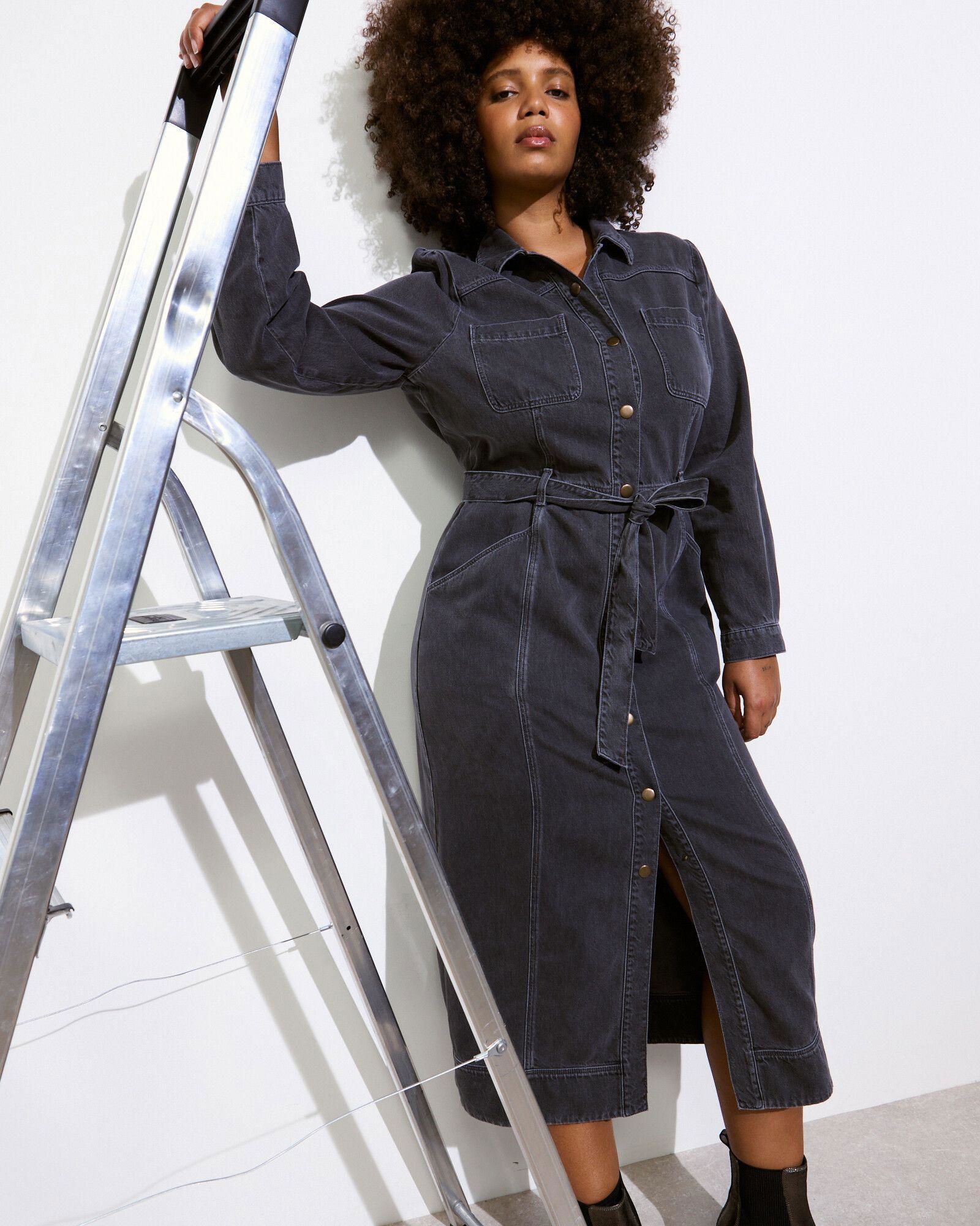 oliver bonas shirt dress OLIVER BONAS Denim Midi Shirt Dress