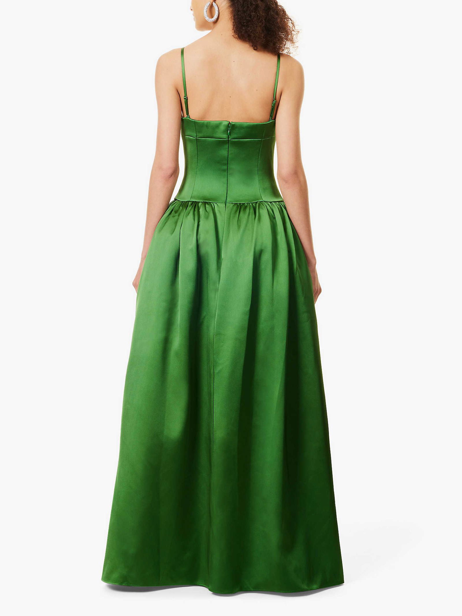 SELF-PORTRAIT Satin Bandeau Adjustable Straps Satin Midi Dress | endource SELF-PORTRAIT Satin Bandeau Adjustable Straps Satin Midi Dress | endource