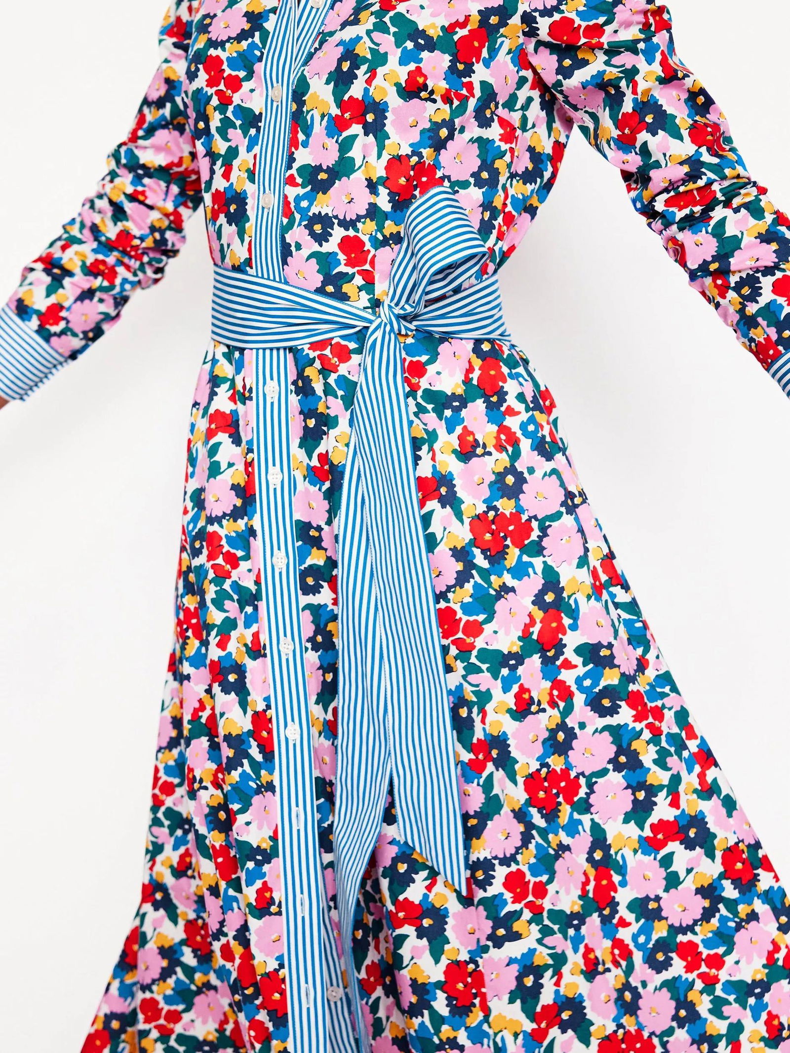 amy cotton midi shirt dress BODEN Amy Floral Shirt Midi Dress