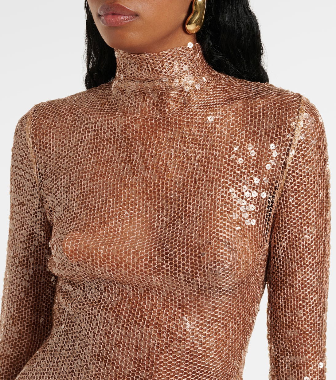 MAGDA BUTRYM Sequined Turtleneck Sheer Maxi Dress | endource MAGDA BUTRYM Sequined Turtleneck Sheer Maxi Dress | endource