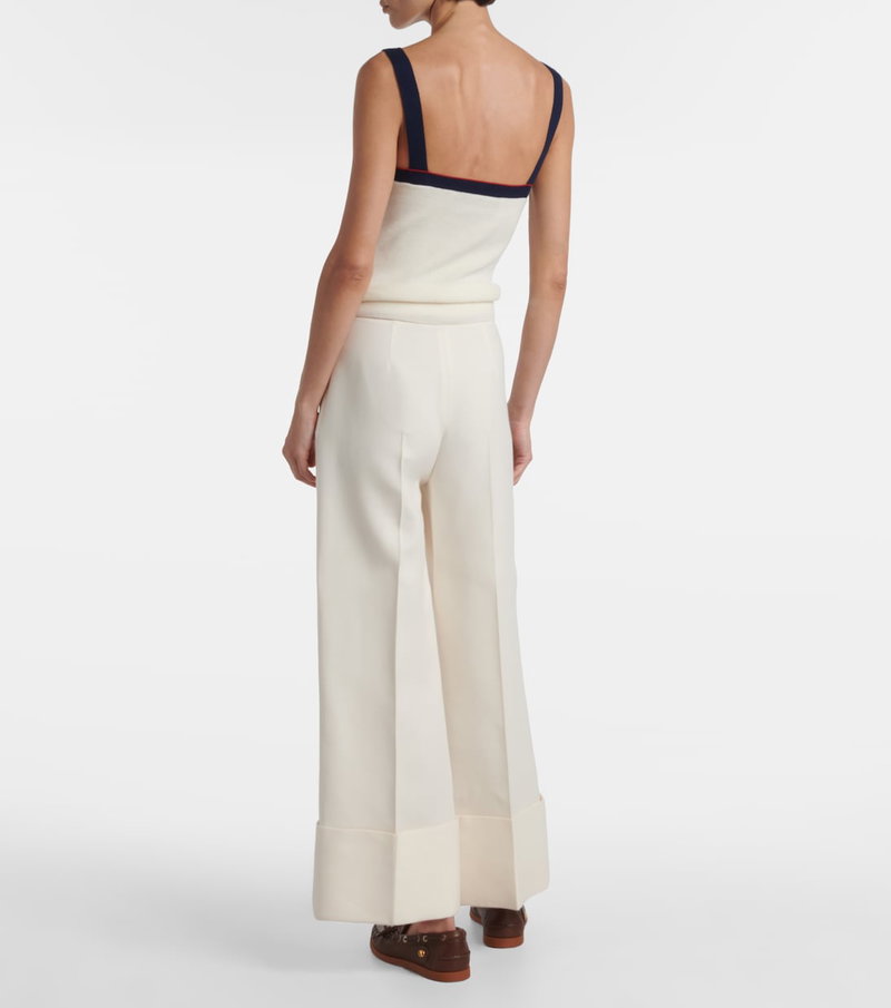 Valentino cream knit top with navy trim
