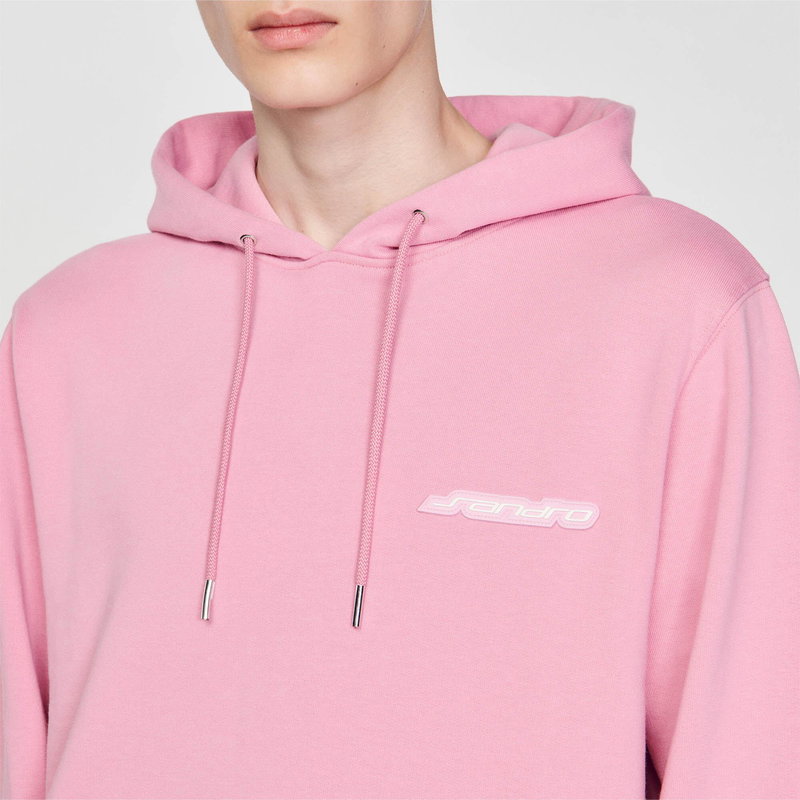 Pink SANDRO hoodie with graphic logo detail