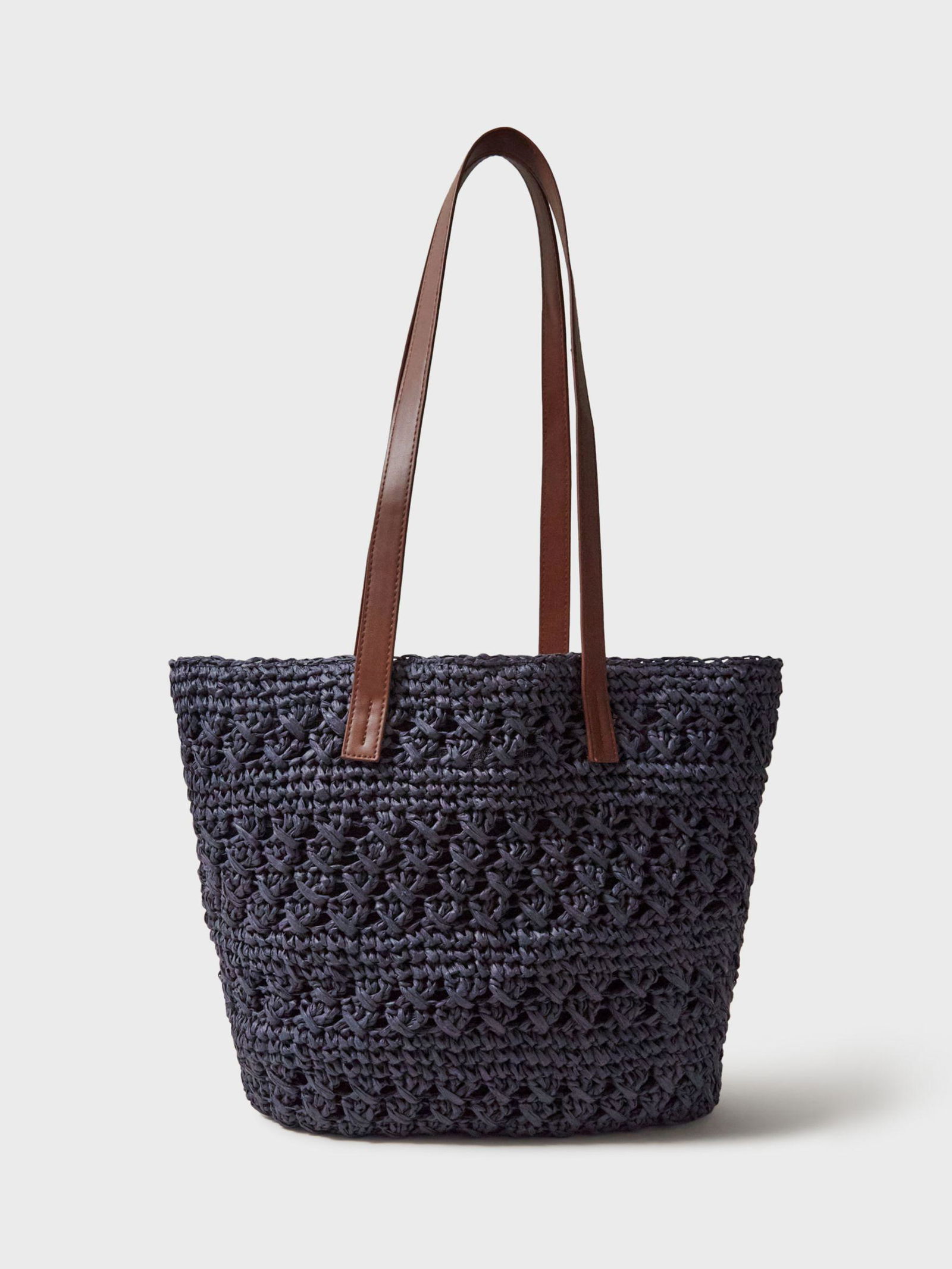 CREW CLOTHING Straw Shoulder Bag in Navy | Endource