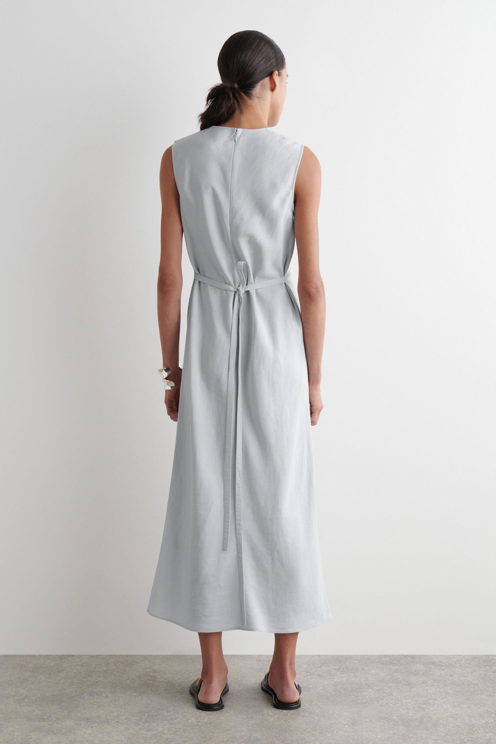 cos bias cut linen blend midi dress COS Bias-Cut Linen-Blend Midi Dress
