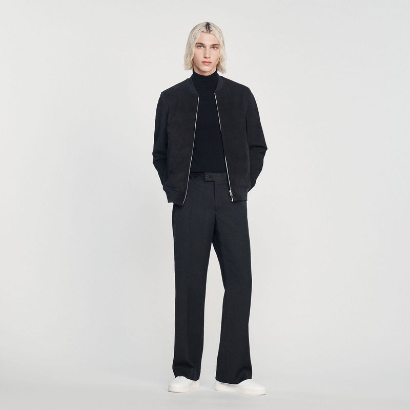 SANDRO - Black bomber jacket and trousers outfit