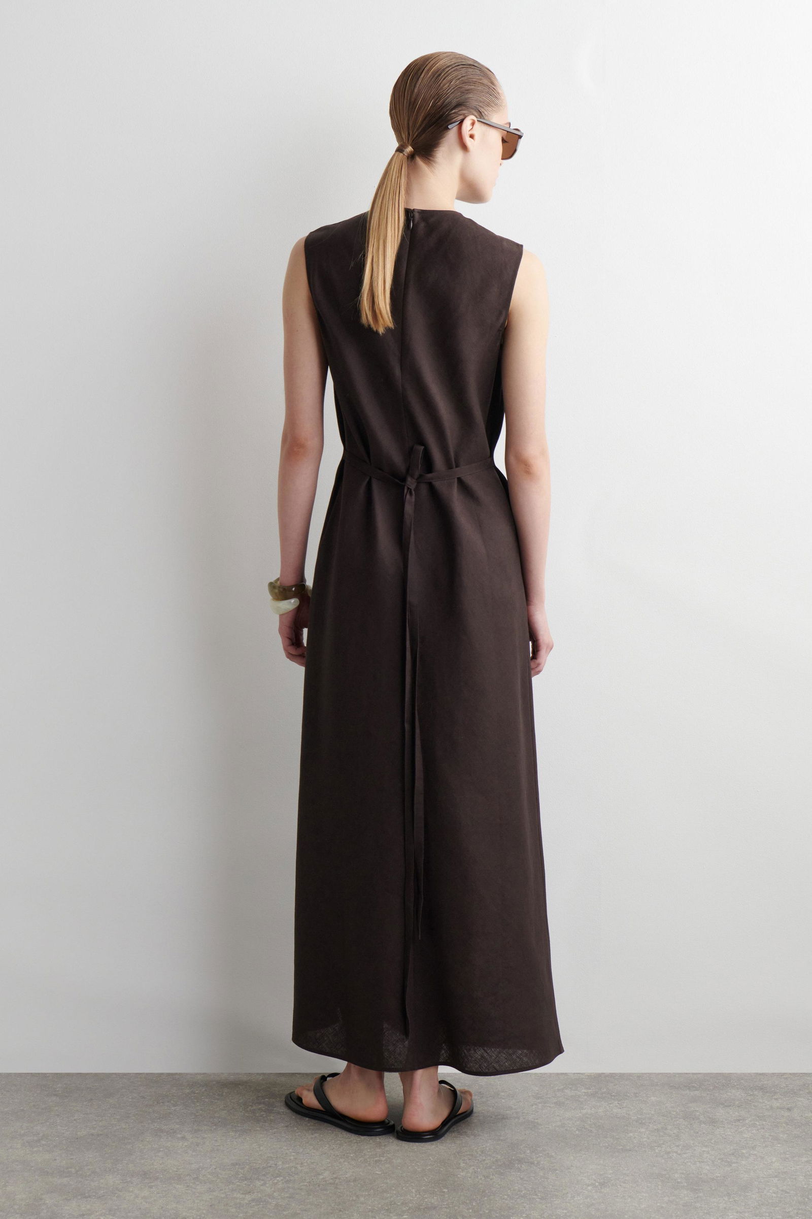 cos brown linen dress COS Belted Linen Shirt Dress