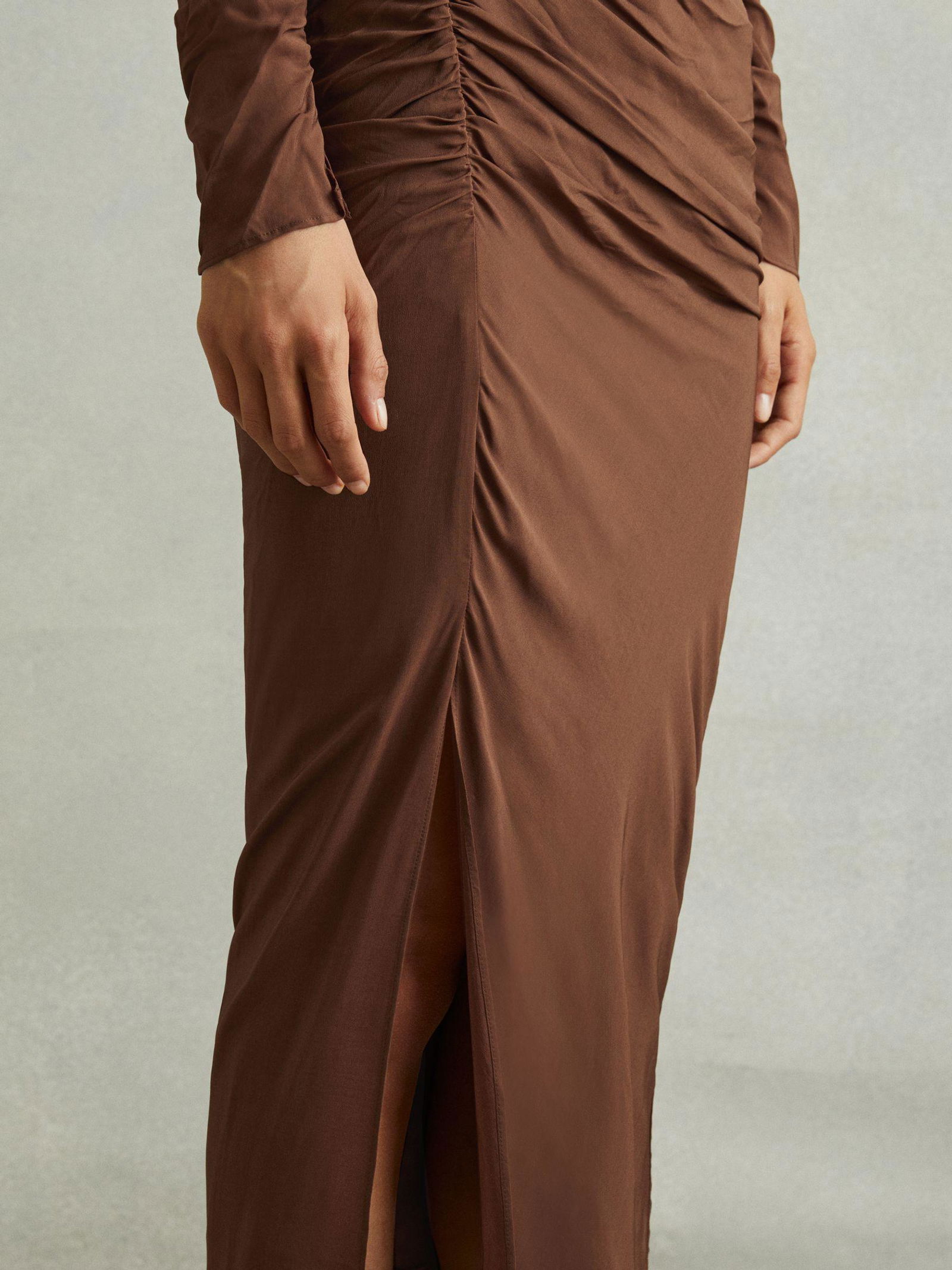 REISS Jersey Ruched Midi Dress | endource