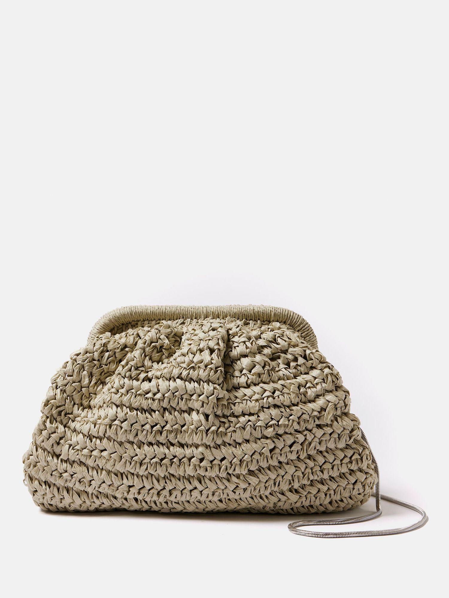 MINT VELVET Straw Clutch Bag In Natural Green Endource mint-velvet-straw-clutch-bag-in-natural-green-endource