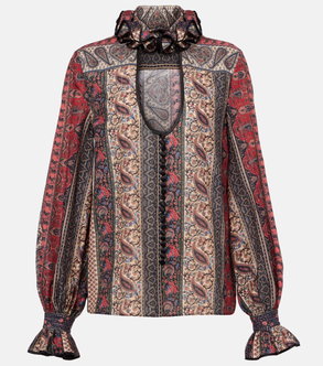 Valentino paisley blouse with a high neckline and keyhole cutout