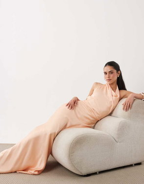 MANGO Flared-Sleeve Satin Dress | endource