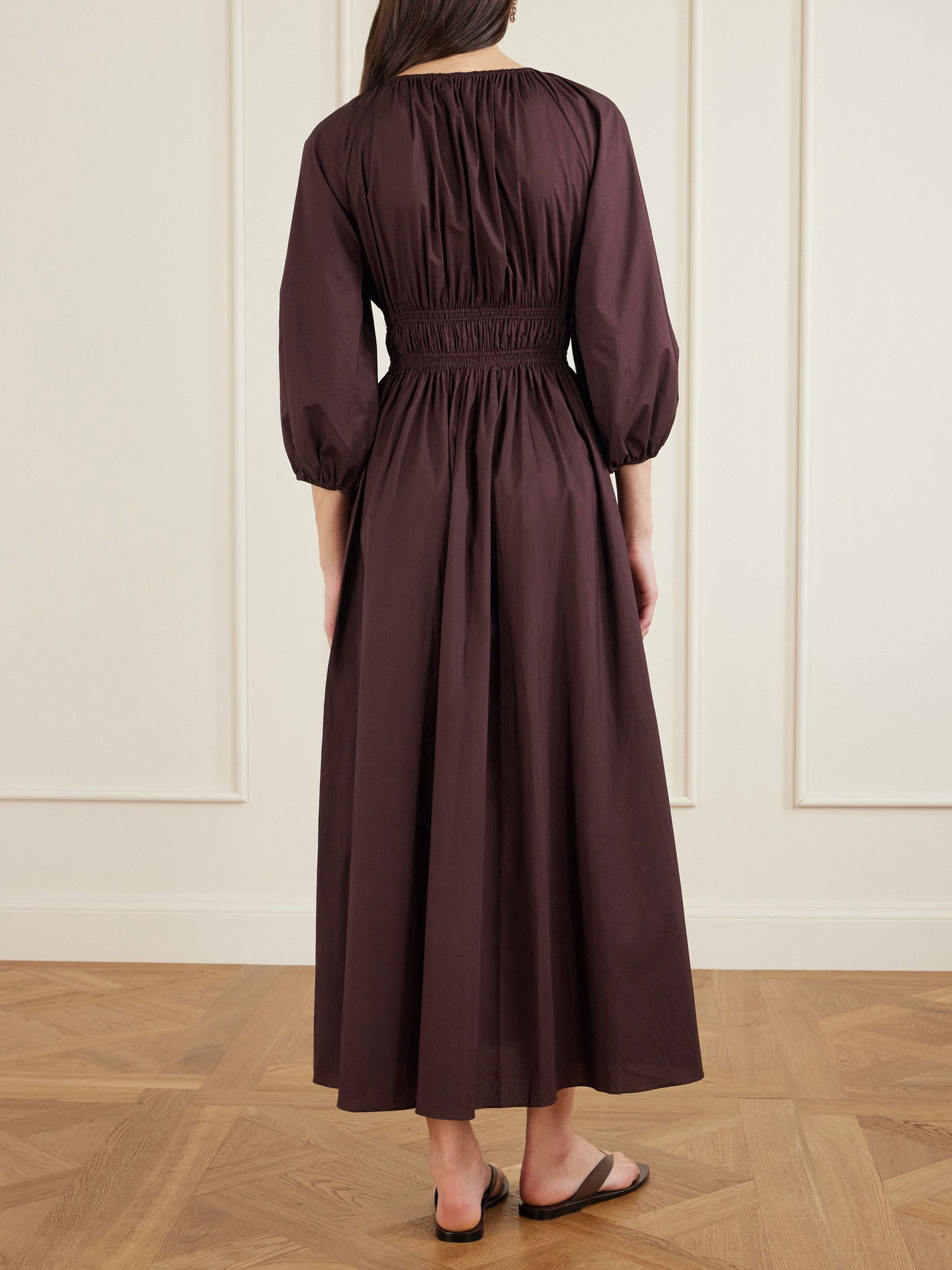 30% off MATTEAU Shirred Organic Cotton-Poplin Maxi Dress