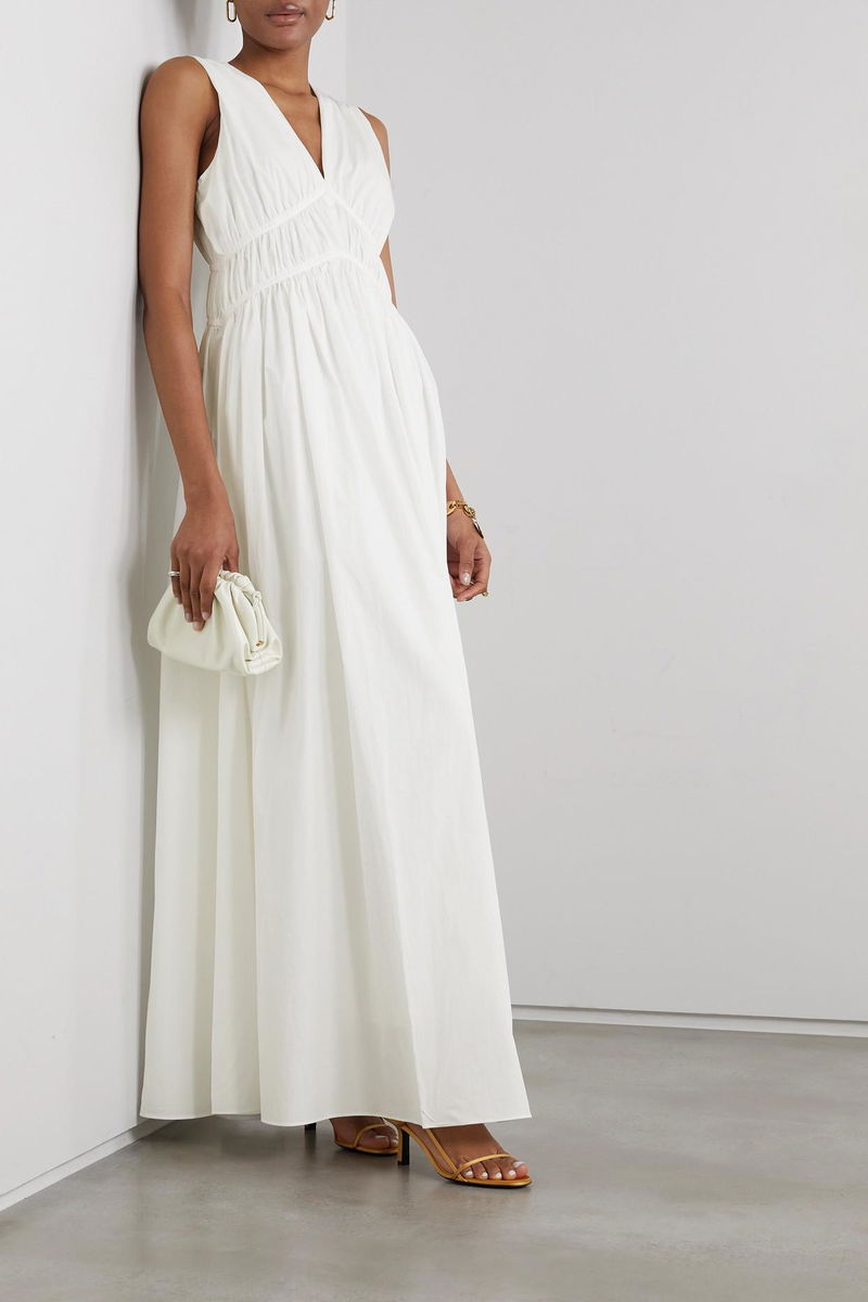 BRUNELLO CUCINELLI Gathered Cotton-Poplin Maxi Dress | endource BRUNELLO CUCINELLI Gathered Cotton-Poplin Maxi Dress | endource