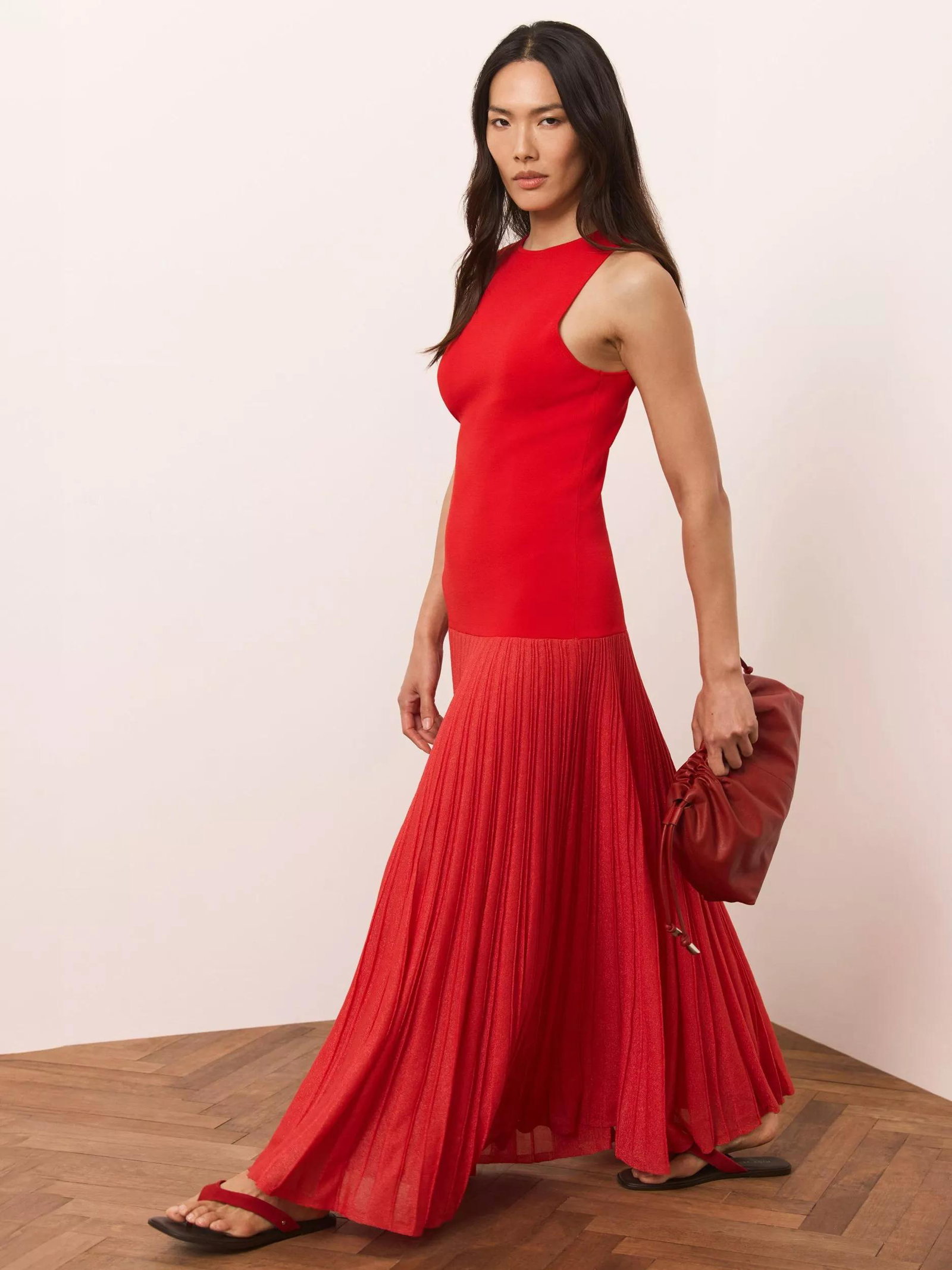 MINT VELVET Drop Waist Pleated Maxi Dress | endource