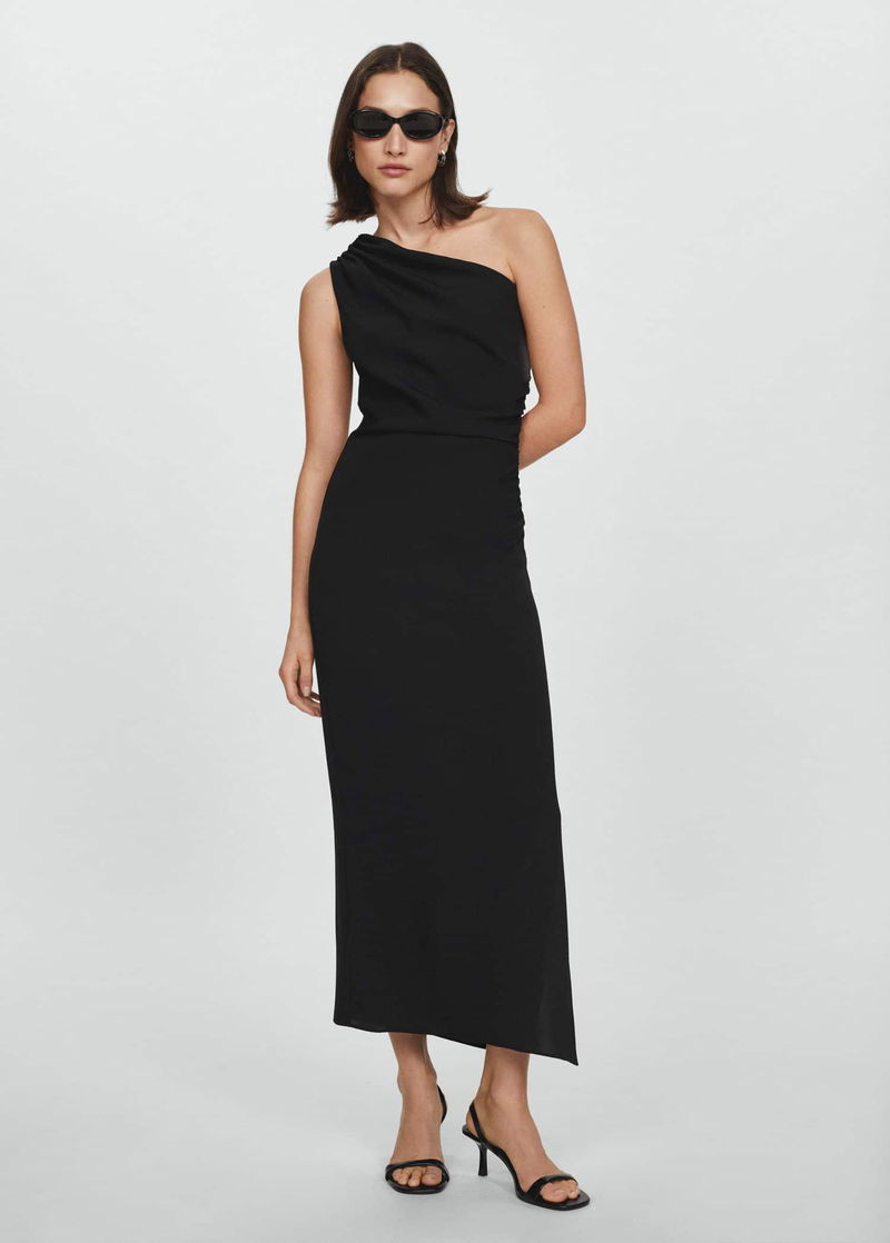 navy blue dress for baby girl Asymmetrical dress with side slit - Women main image 1