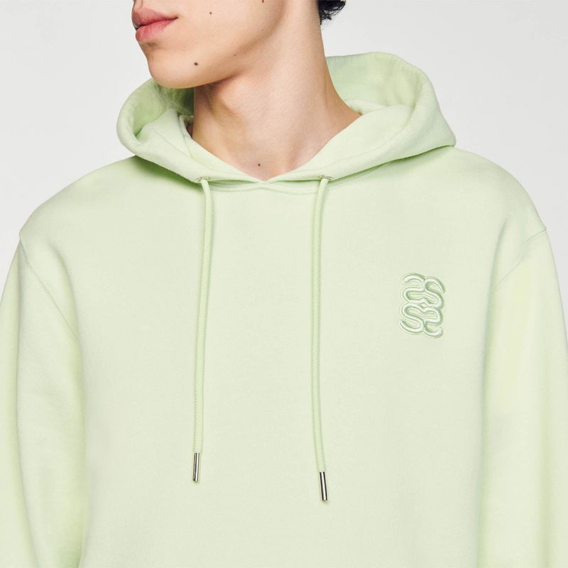 SANDRO light green hooded sweatshirt with logo