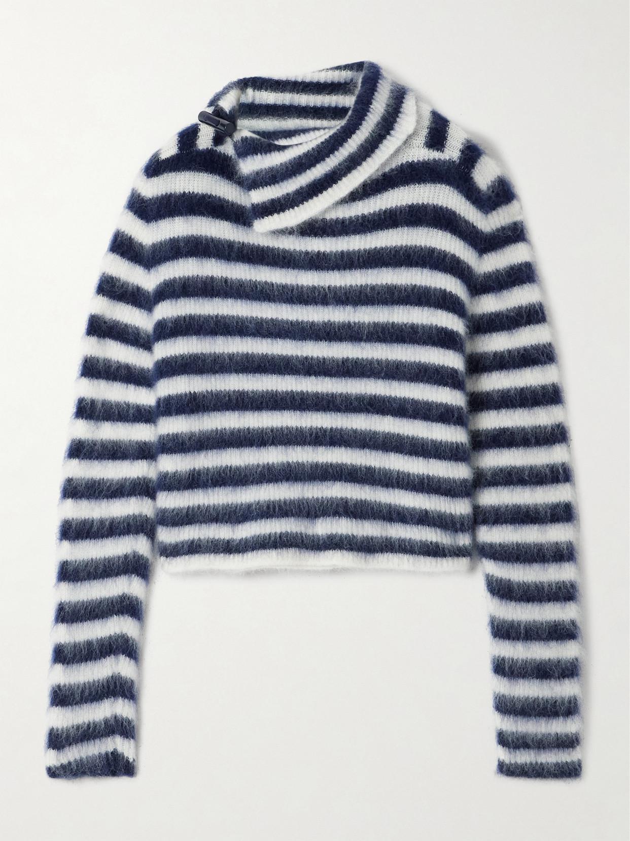 JACQUEMUS Le Pull Marina Appliquéd Striped Brushed Knitted 