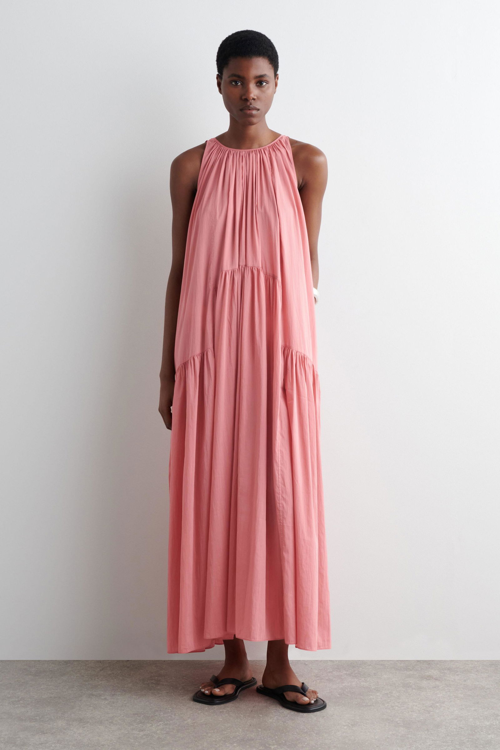 cos halterneck a-line maxi dress COS Gathered Halterneck Maxi Dress