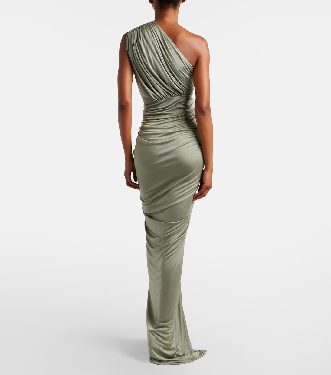 rick owens asymmetrical dress RICK OWENS Asymmetric layered washed-silk and cotton-jersey maxi dress