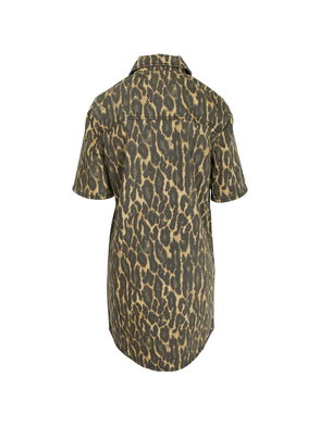 GANNI Leopard-Print Puff-Sleeve Mini Dress | endource