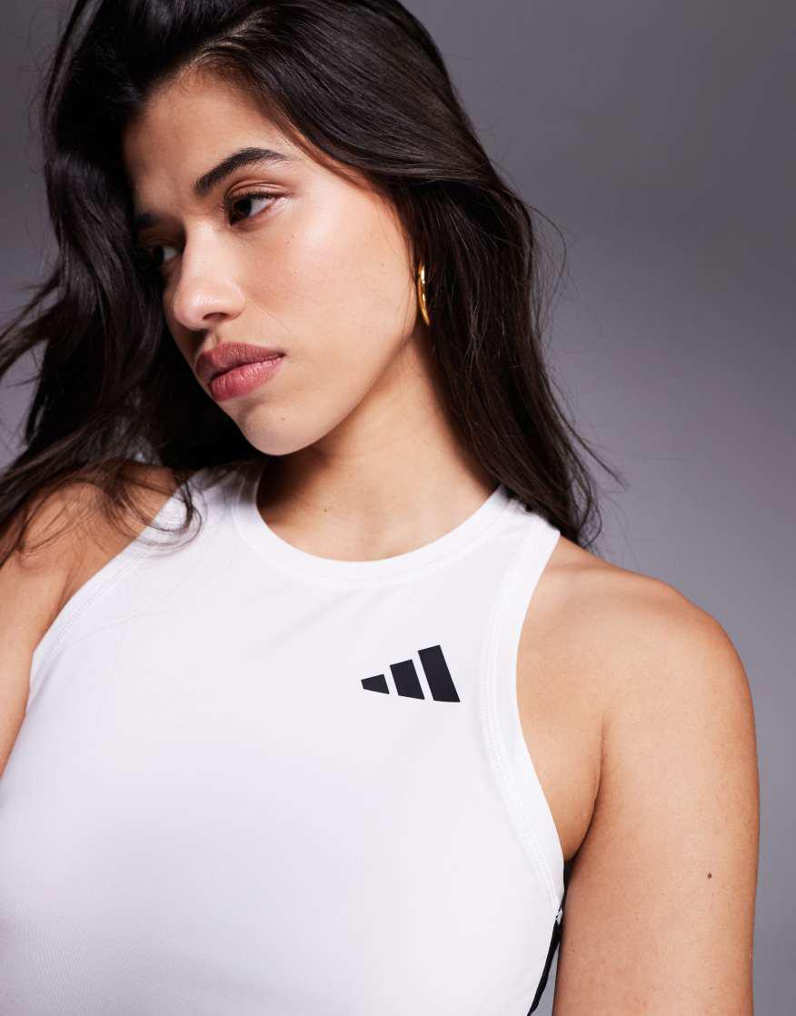 ADIDAS Training 3 Stripe Vest Top In White | endource