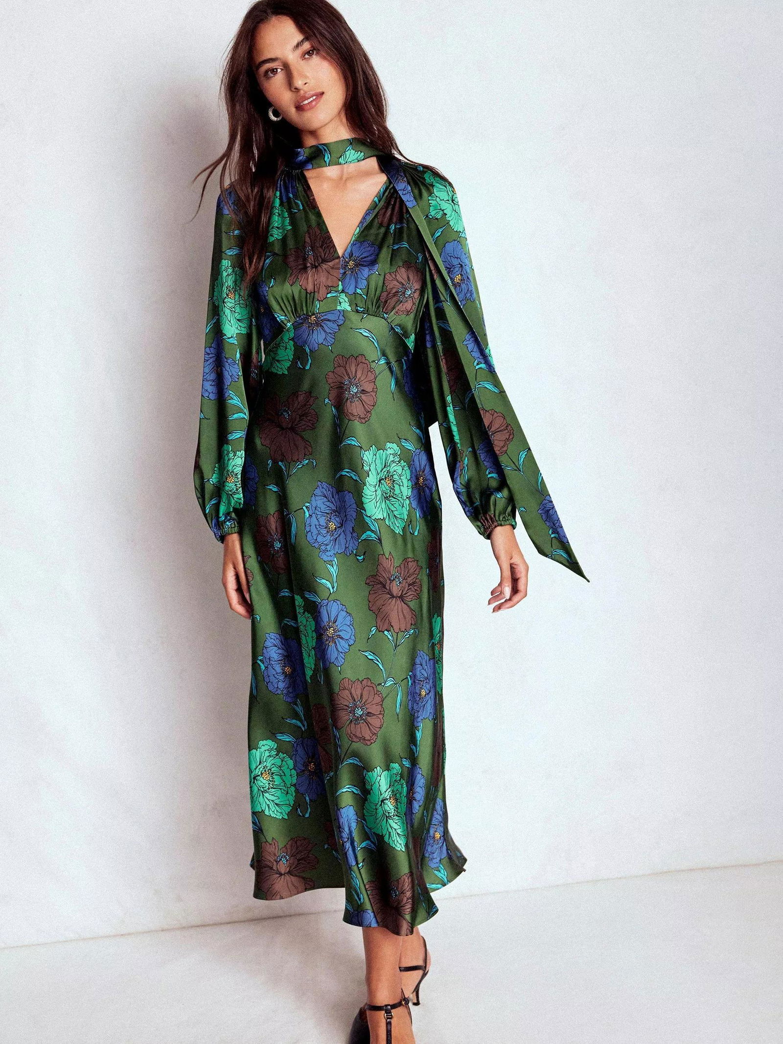 boden green silk dress Boden Women's Sleeveless Ponte Midi Dress in Green
