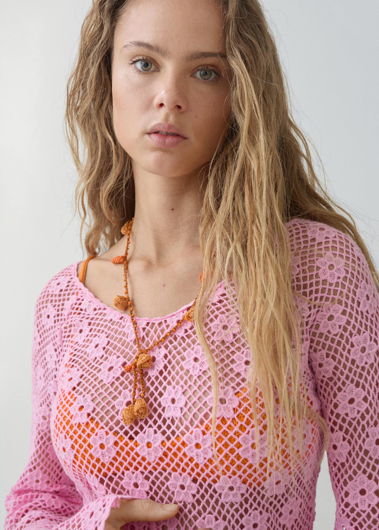 mango pink crochet dress the orange crochet dress??? yeah shes coming with me everywhere this  summer  #mango #mangodress #mangohaul