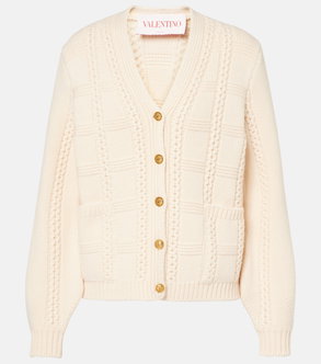 Cream cable-knit cardigan with button detailing