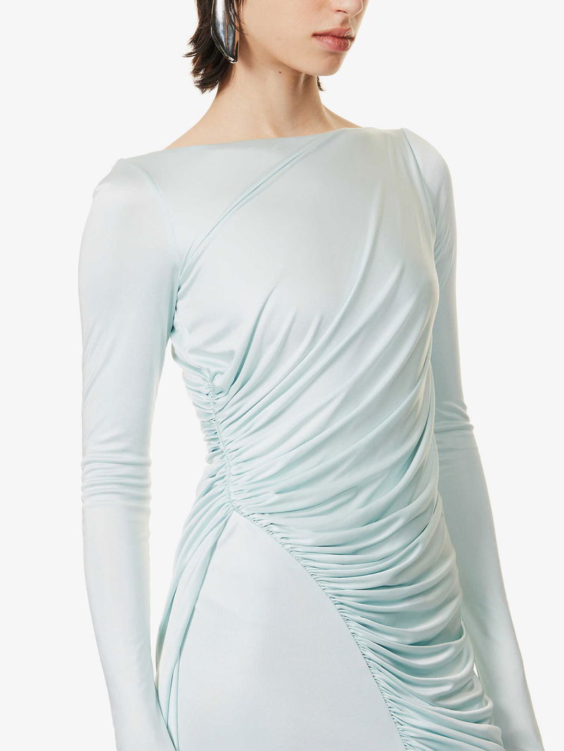 GIVENCHY Draped Flared-Hem Woven Midi Dress | endource
