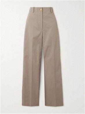 FRAME Le Tomboy Stretch-cotton Twill Wide-leg Pants in Green